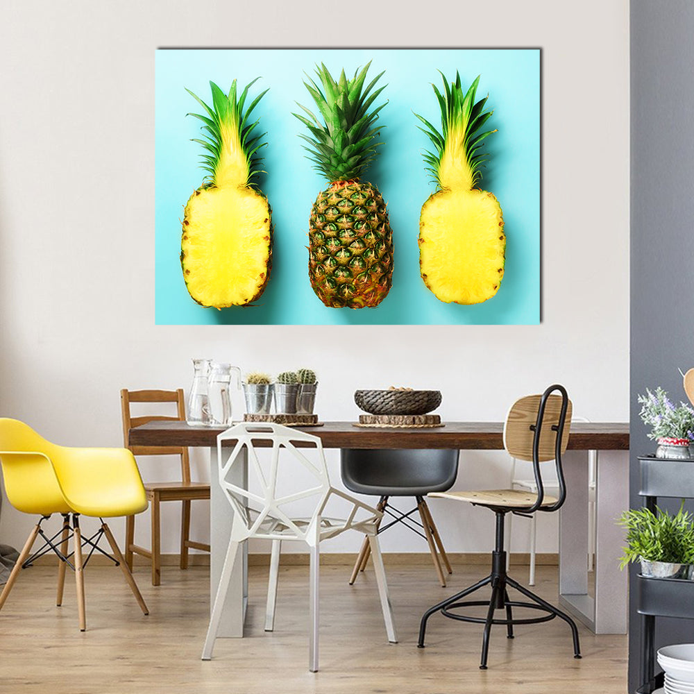 Three Pineapples in a Row Canvas Wall Art