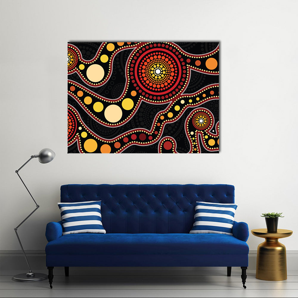 Connection Concept Aboriginal Dot Painting Canvas Wall Art