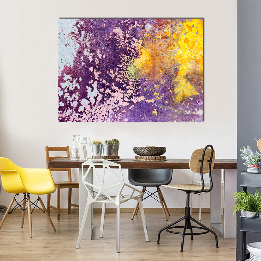 Purple and Yellow Abstract Texture Canvas Wall Art