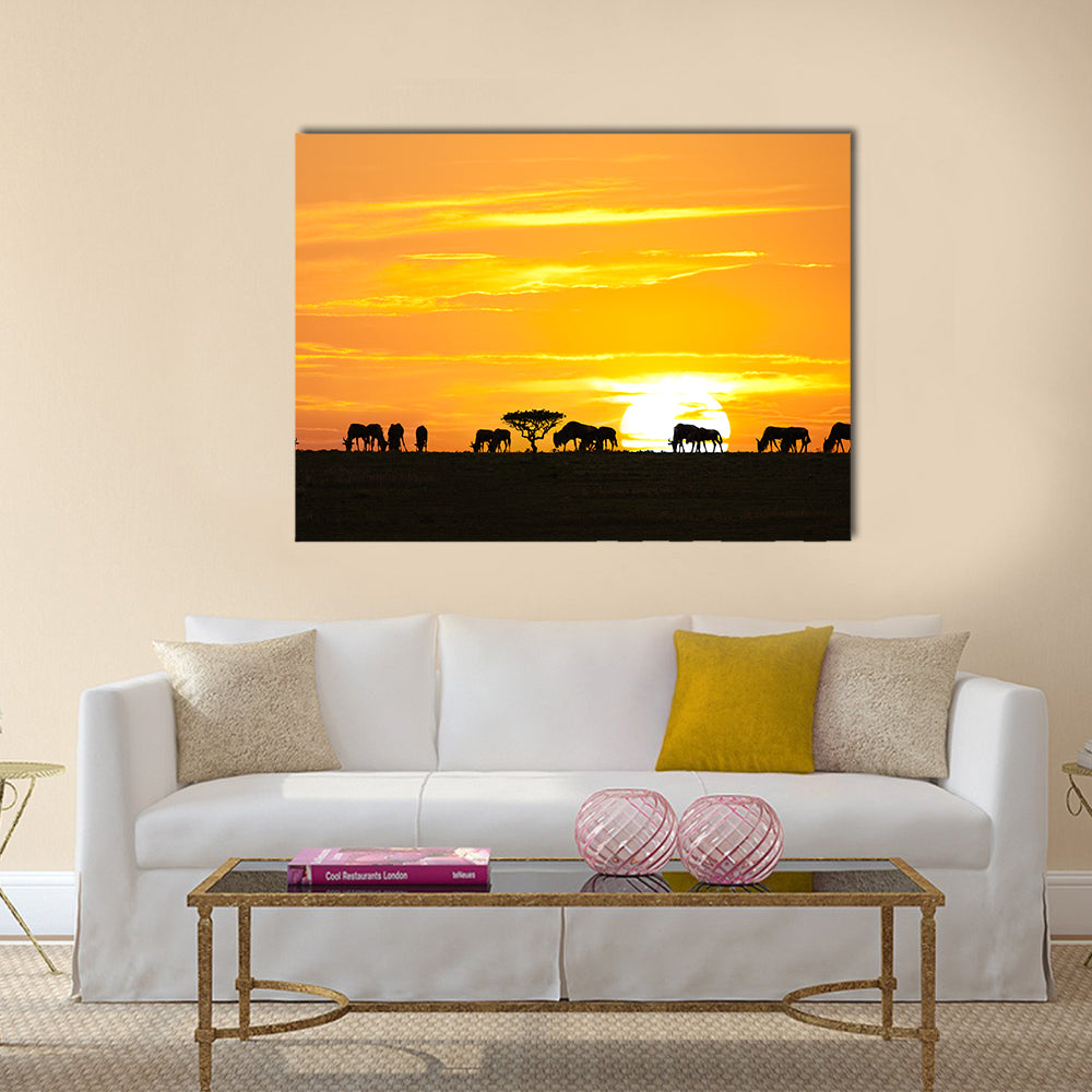 Sunrise In Serengeti National Park In Tanzania Canvas Wall Art