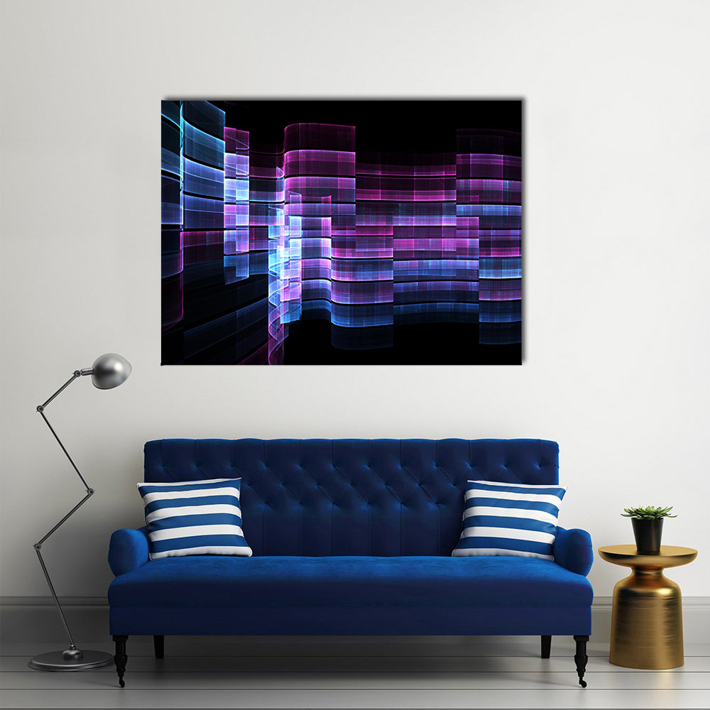 Futuristic Digital Grid Abstract Canvas Wall Art
