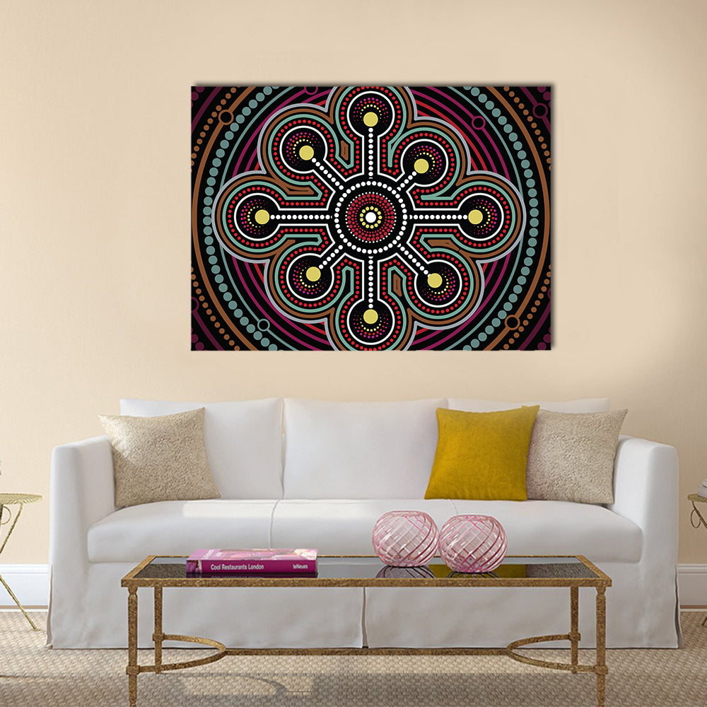 Aboriginal Dot Mandala Design Canvas Wall Art