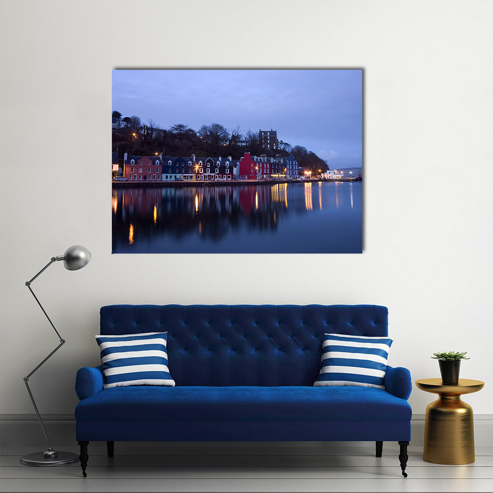 Tobermory Harbor Reflections at Twilight Canvas Wall Art