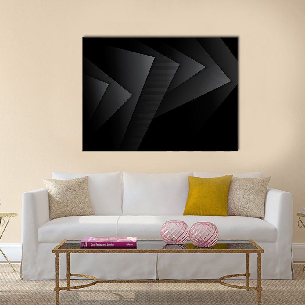 Dark Textured Geometric Layers Canvas Wall Art