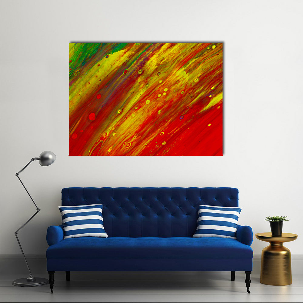 Red and Yellow Fluid Abstract Canvas Wall Art