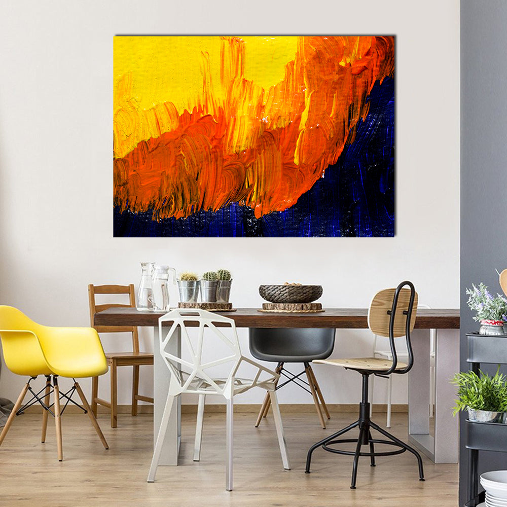 Bold Impasto Brushstrokes in Warm and Cool Hues Canvas Wall Art