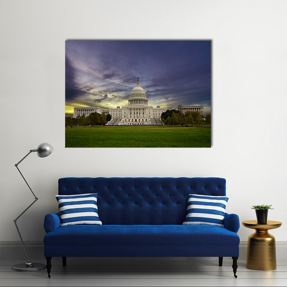 United States Capitol at Sunset Washington Dc Canvas Wall Art