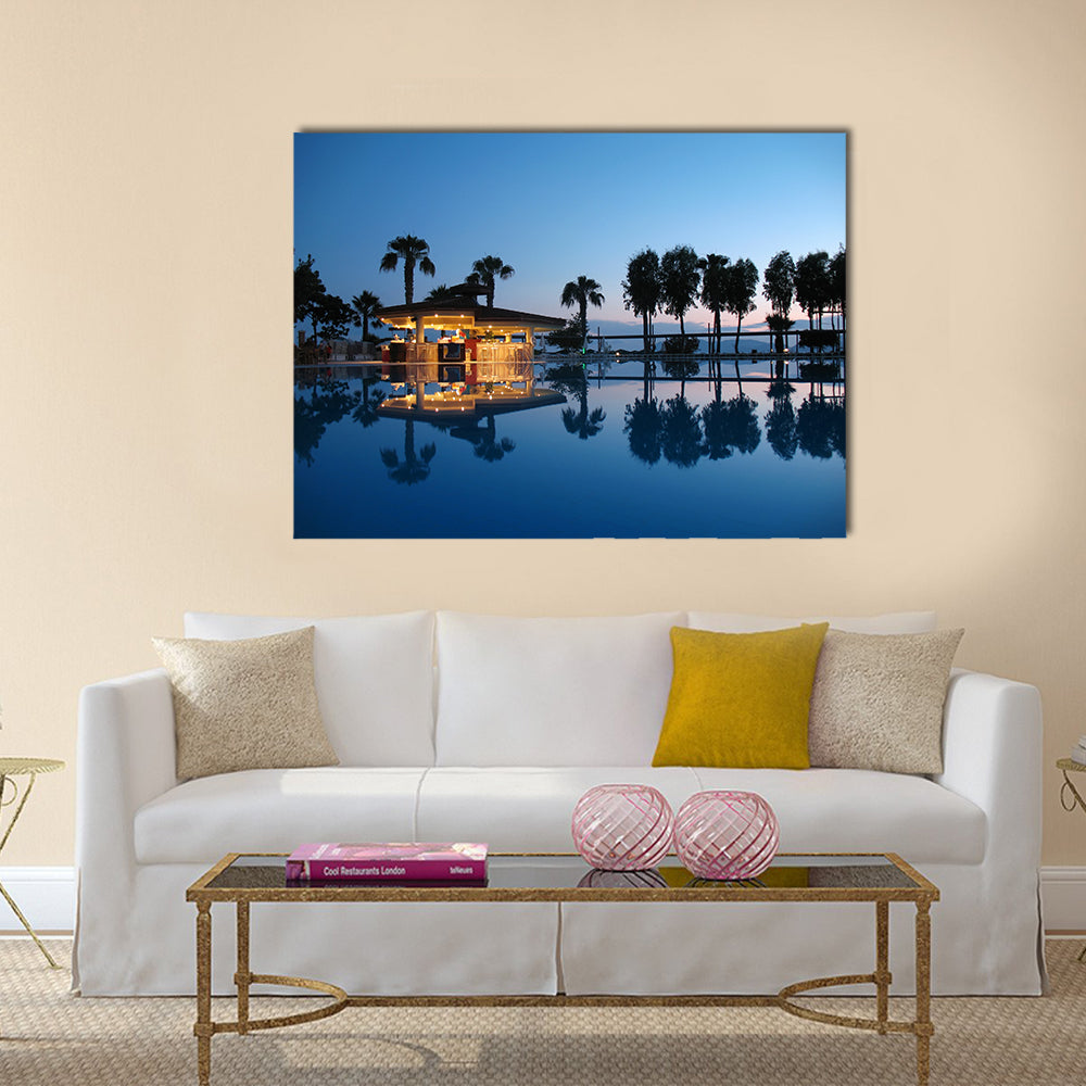 Night Bar On Summer Beach in Turkey Canvas Wall Art