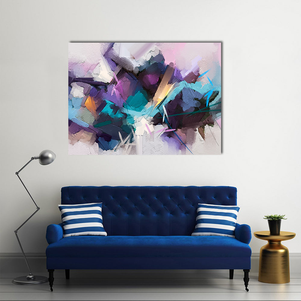 Textured Purple Geometric Abstract Canvas Wall Art