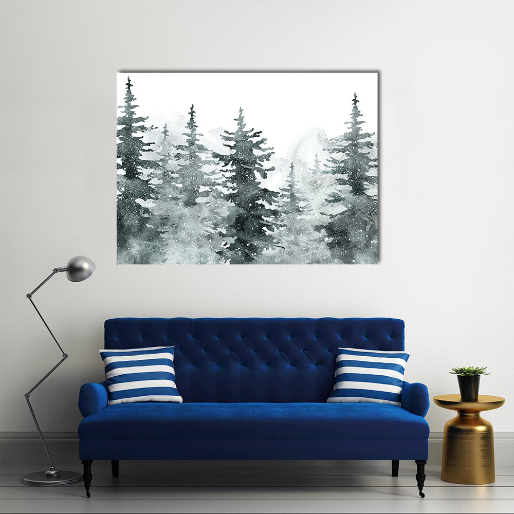 Snowy Evergreen Forest Canvas Wall Art