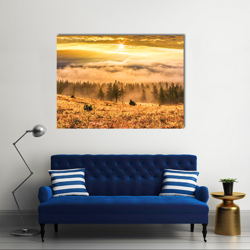 Ural Taiga Hills At Dawn In Bashkortostan Canvas Wall Art