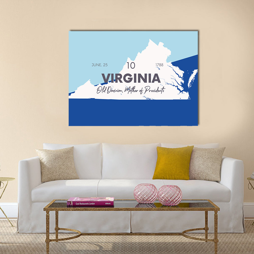 Virginia State Map Typography Canvas Wall Art
