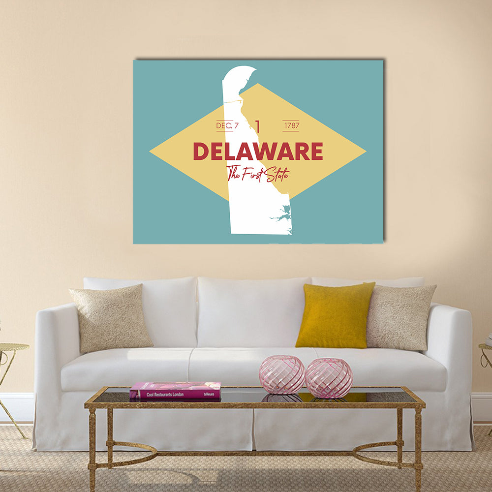 Vintage Delaware Map Canvas Wall Art