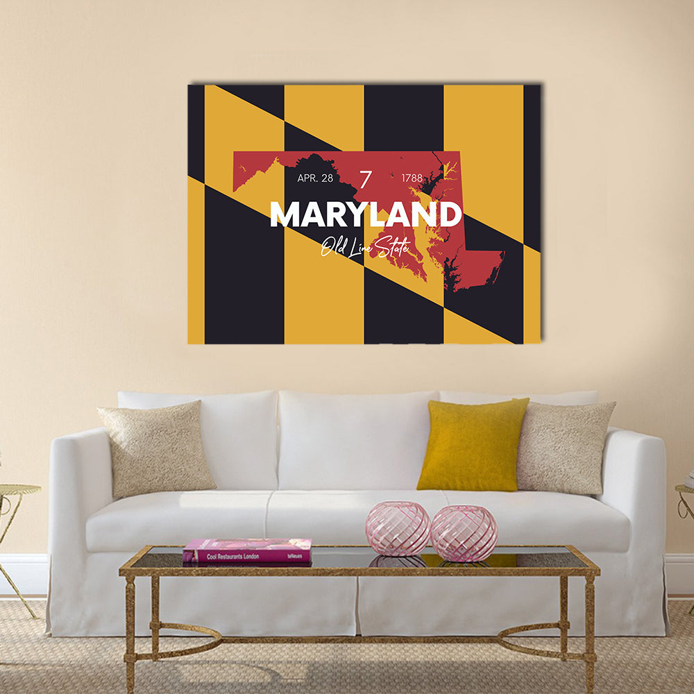 Maryland Flag Map Canvas Wall Art