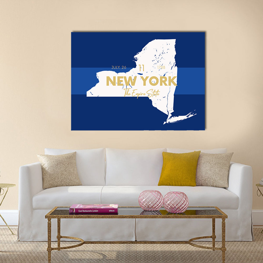 New York State Map Canvas Wall Art
