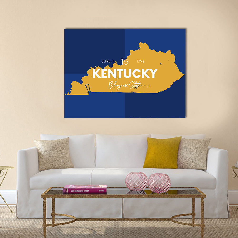 Kentucky State Map Canvas Wall Art