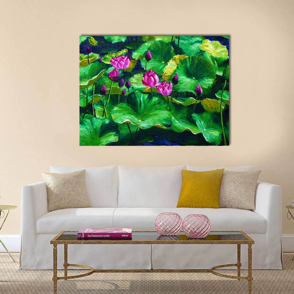 Lotus Flowers Oil Painting Canvas Wall Art