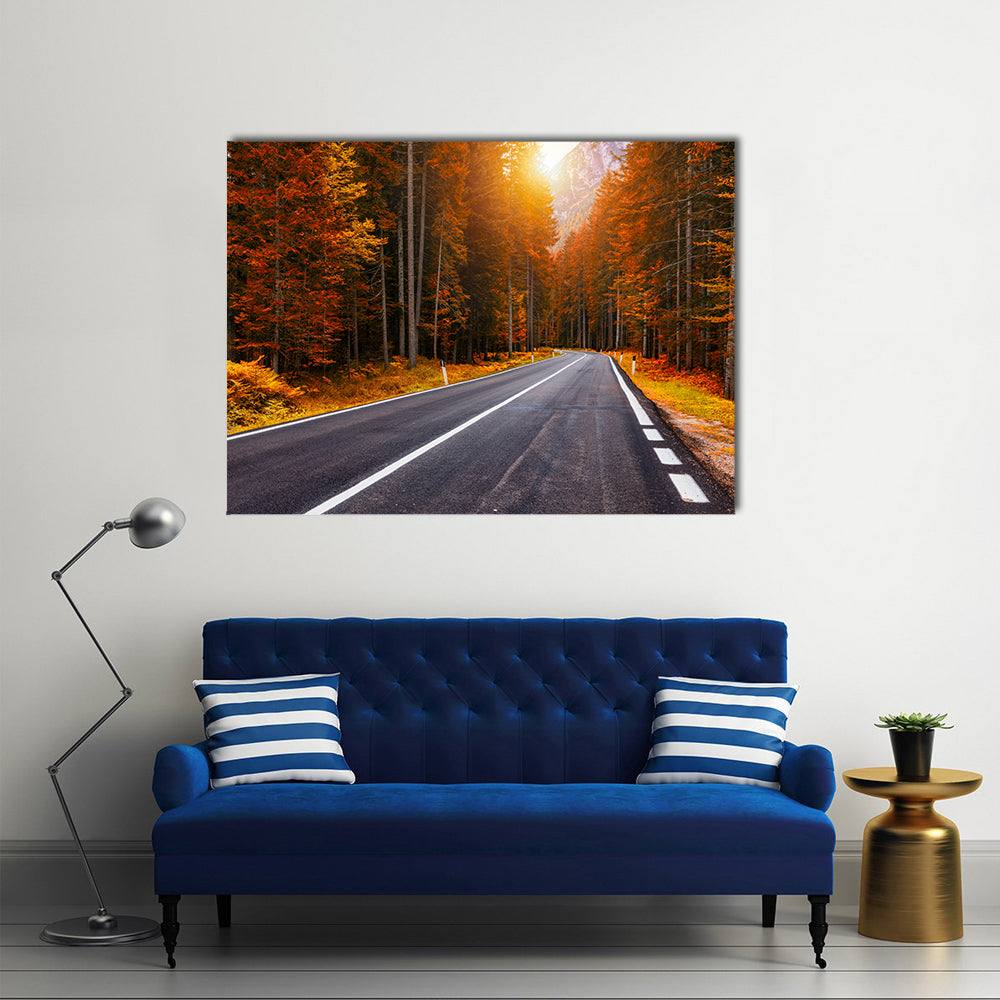 Asphalt Roads In Italian Alps In South Tyrol Canvas Wall Art