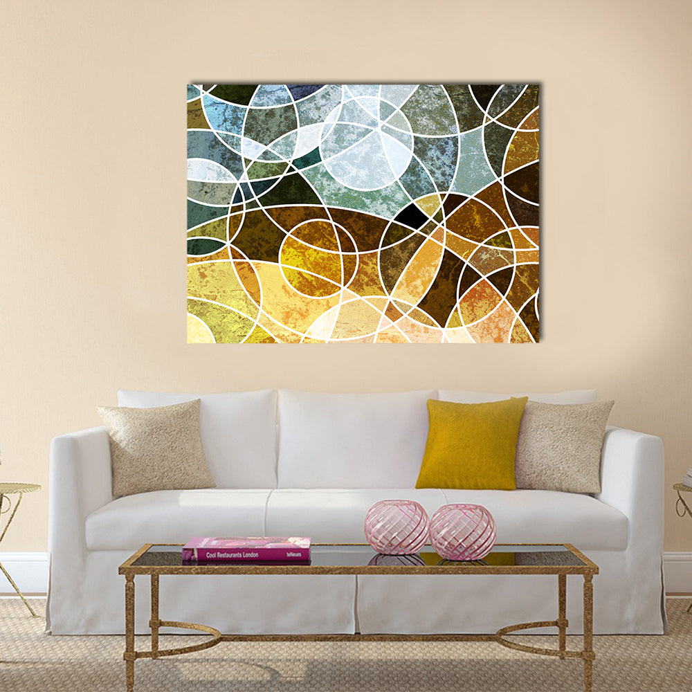Abstract Geometric Circles in Blue and Green Canvas Wall Art