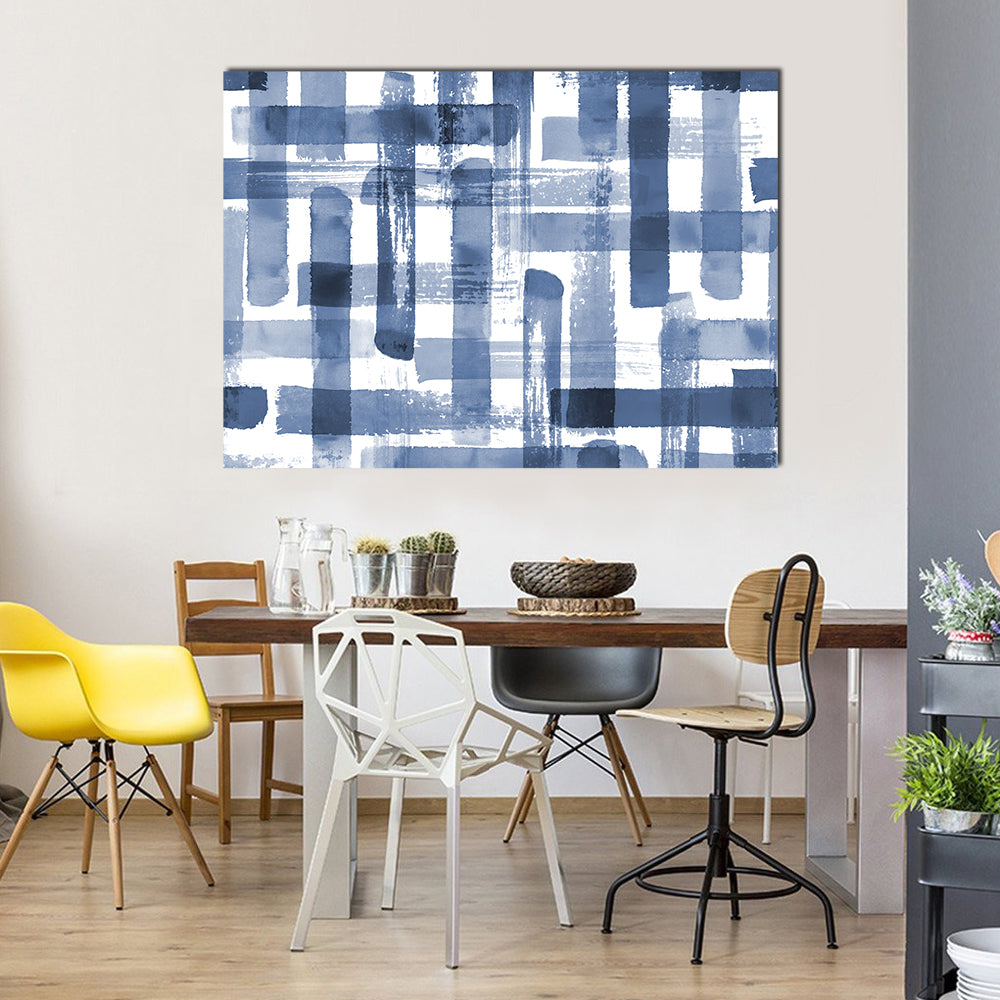 Blue Grunge Cross Geometric Shapes Canvas Wall Art