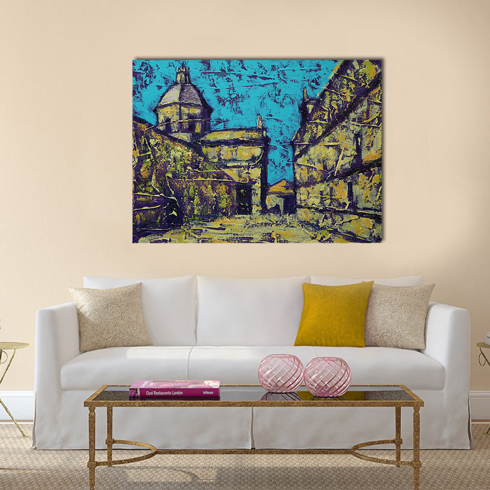 Church in Salamanca Street Scene Canvas Wall Art