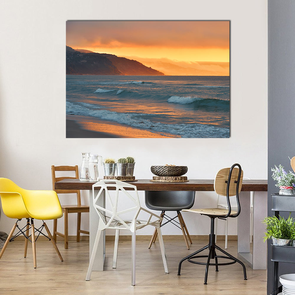 Golden Summer Sea Sunset Canvas Wall Art