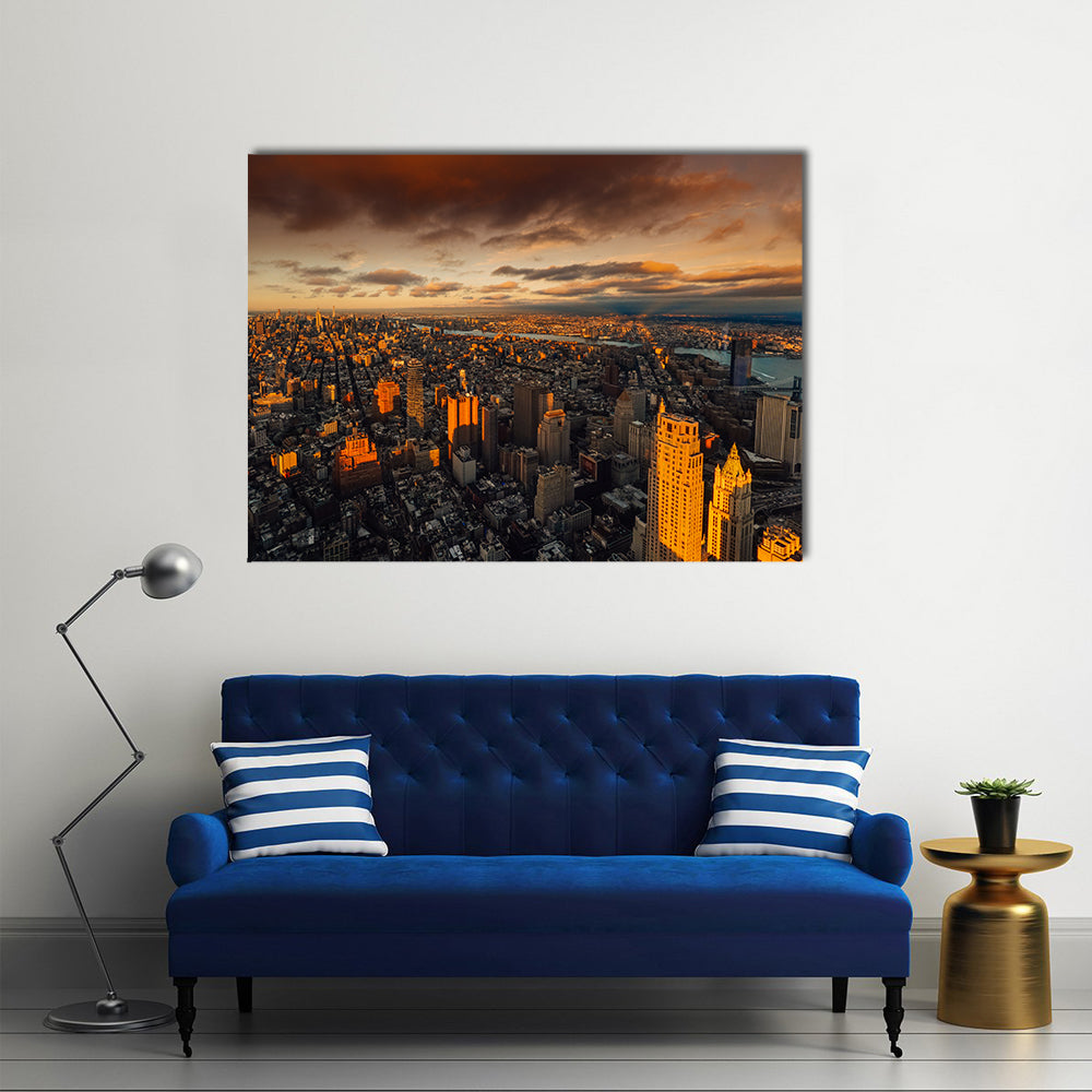 New York to South Manhattan Skyscraper Canvas Wall Art