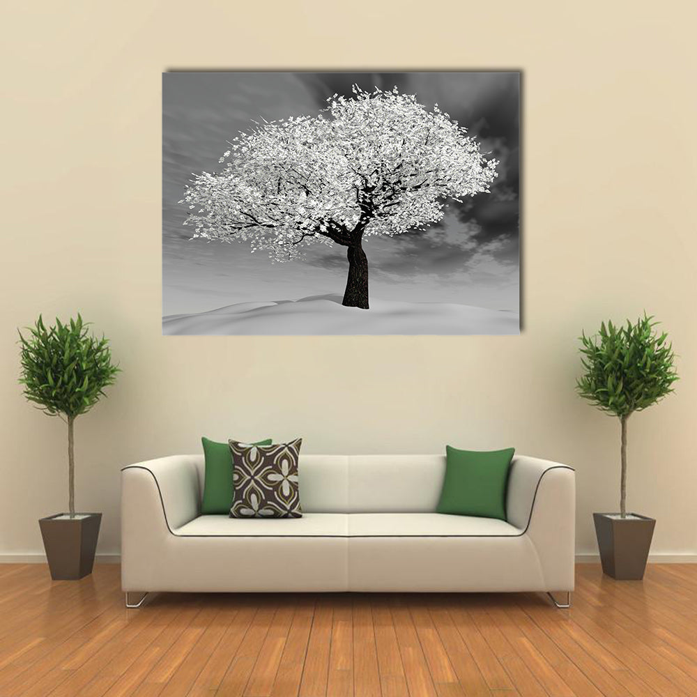 Cherry Tree in Winter Canvas Wall Art
