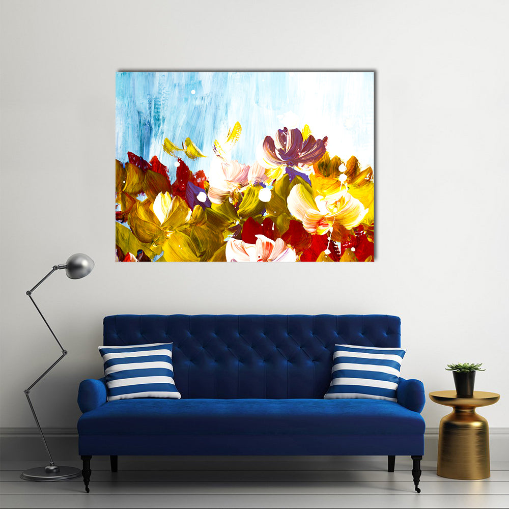 Colorful Abstract Flowers Canvas Wall Art