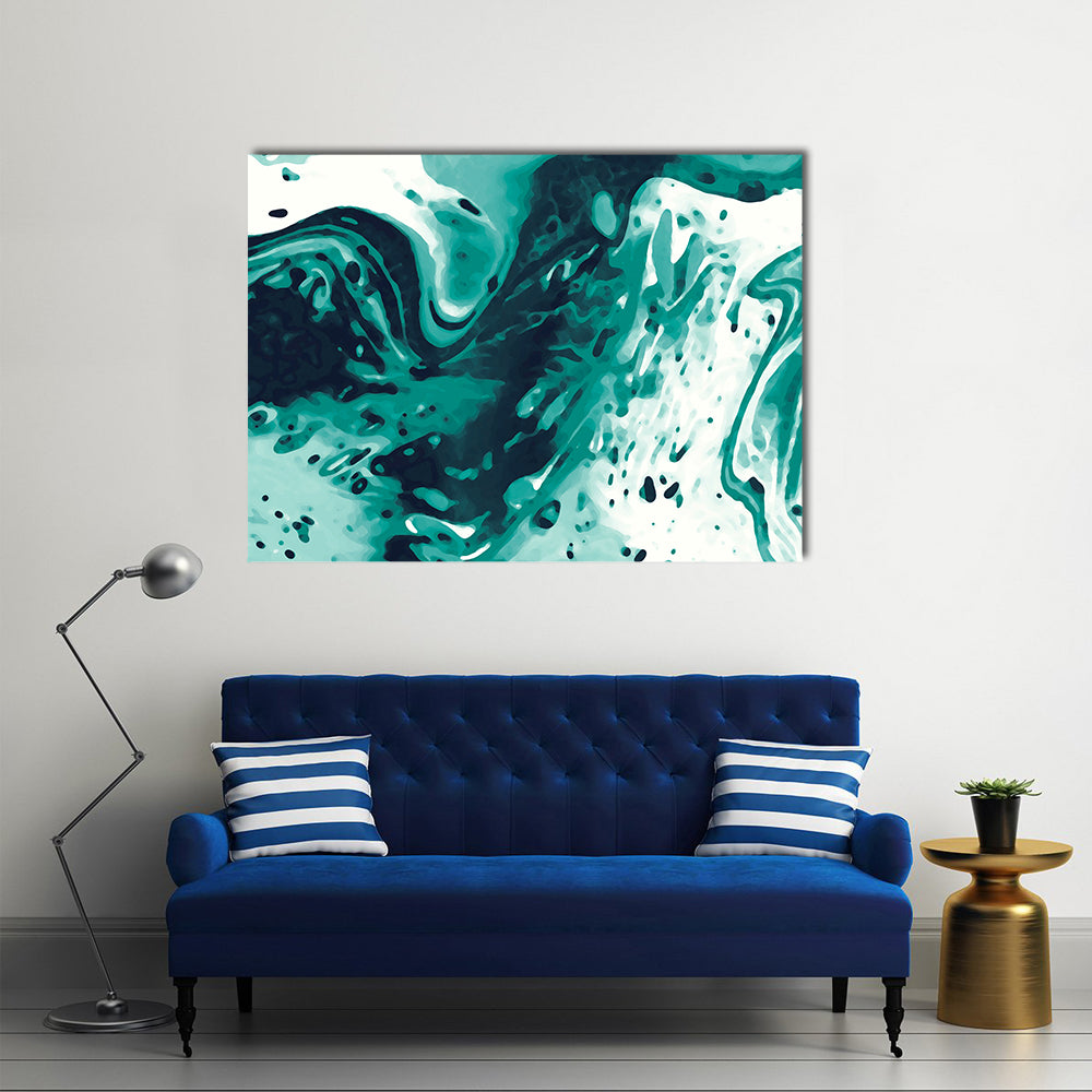 Turquoise Fluid Marbling Canvas Wall Art