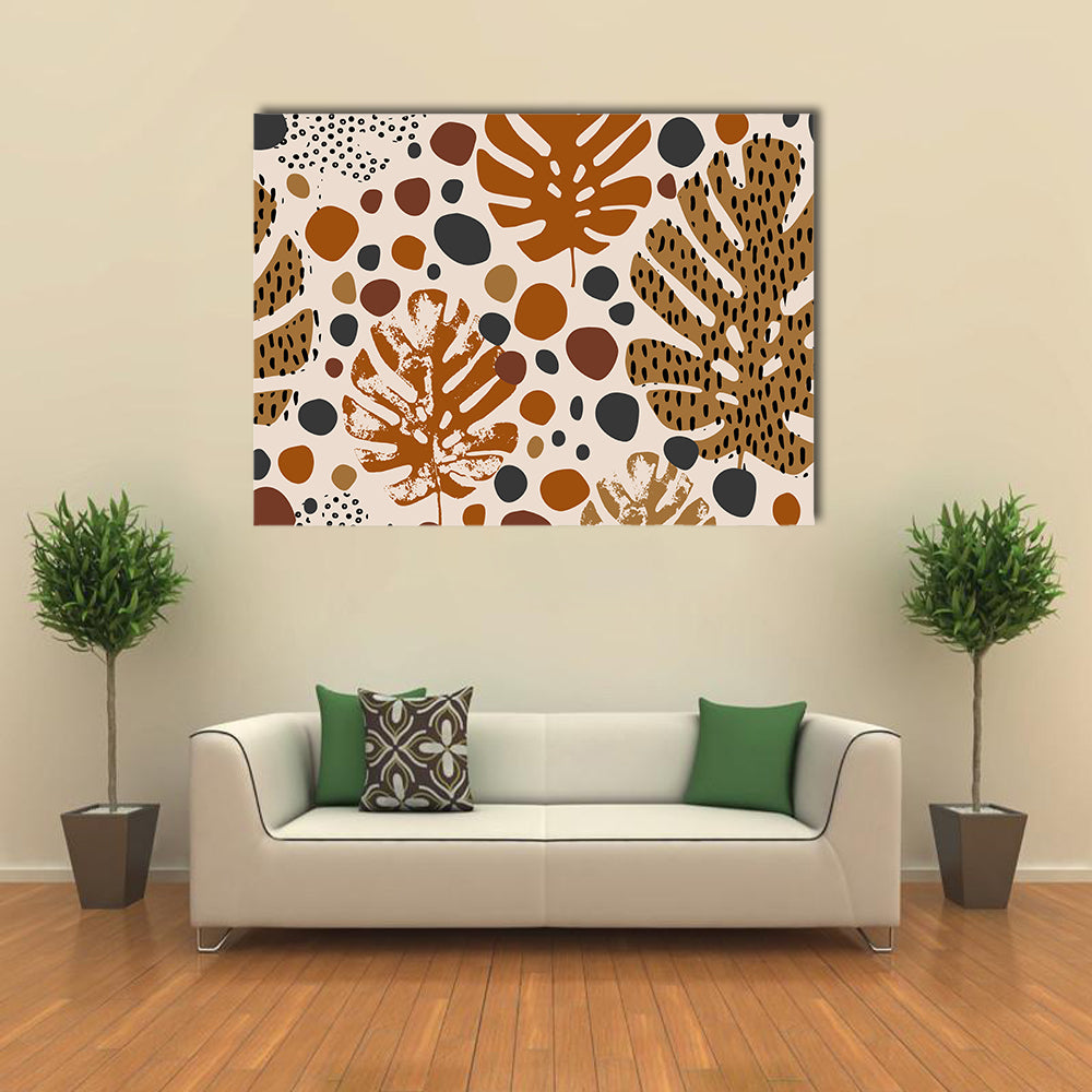 Tropical Monstera Leaf Pattern Canvas Wall Art