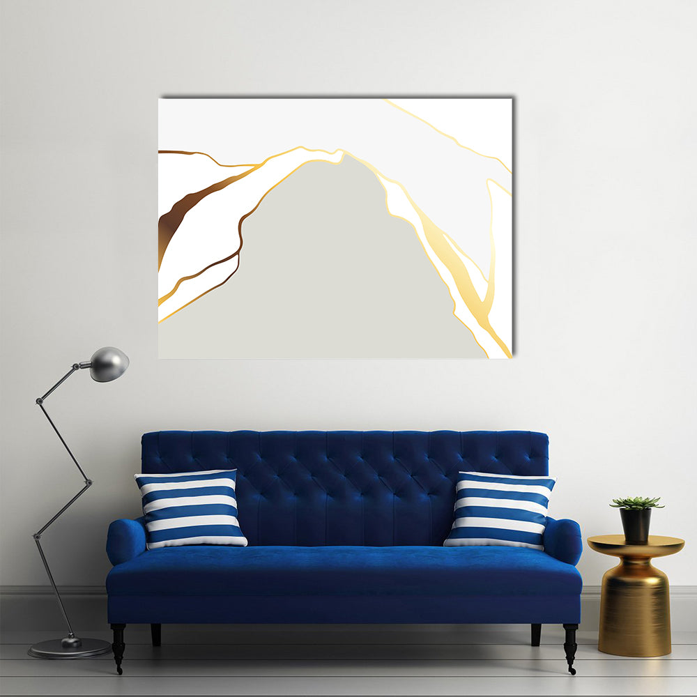 Minimal Marble Peak with Gold Accents Canvas Wall Art