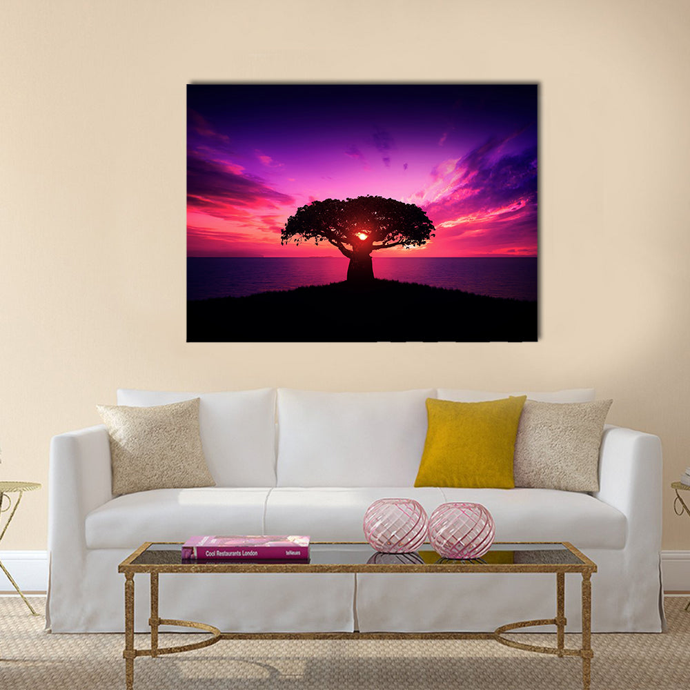 Baobab Tree at Sunset Canvas Wall Art