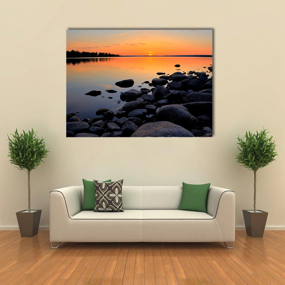 Beach At Sunset In Sweden Canvas Wall Art