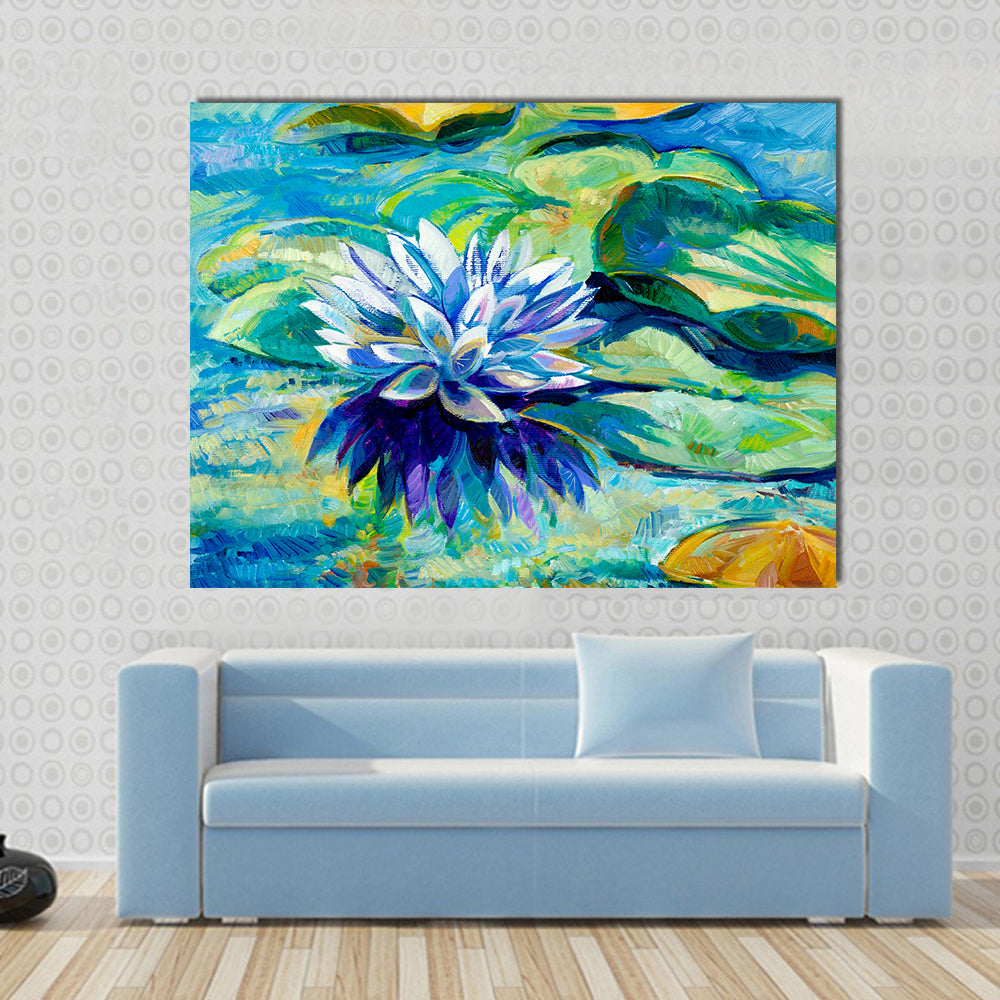 Water Lily Pond Painting Canvas Wall Art