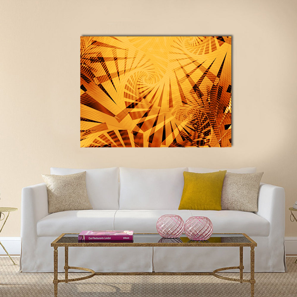 Golden Fractal Spiral Artwork Canvas Wall Art