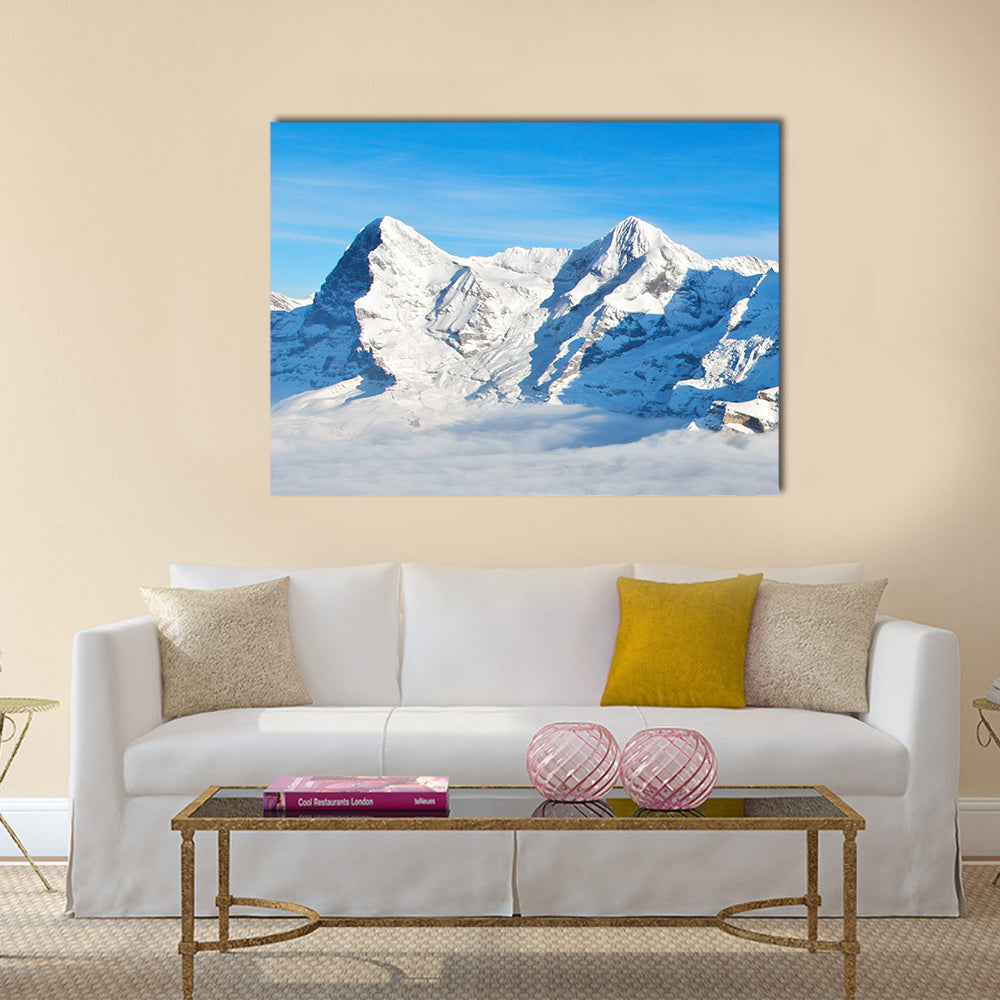 Swiss Alps In Winter Canvas Wall Art