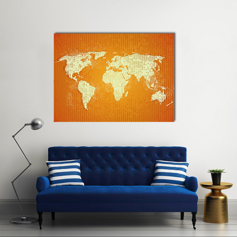 Vintage Old World Map with Stripes Canvas Wall Art