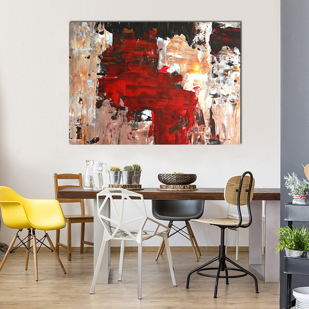 Bold Impasto Abstract in Red and Black Canvas Wall Art