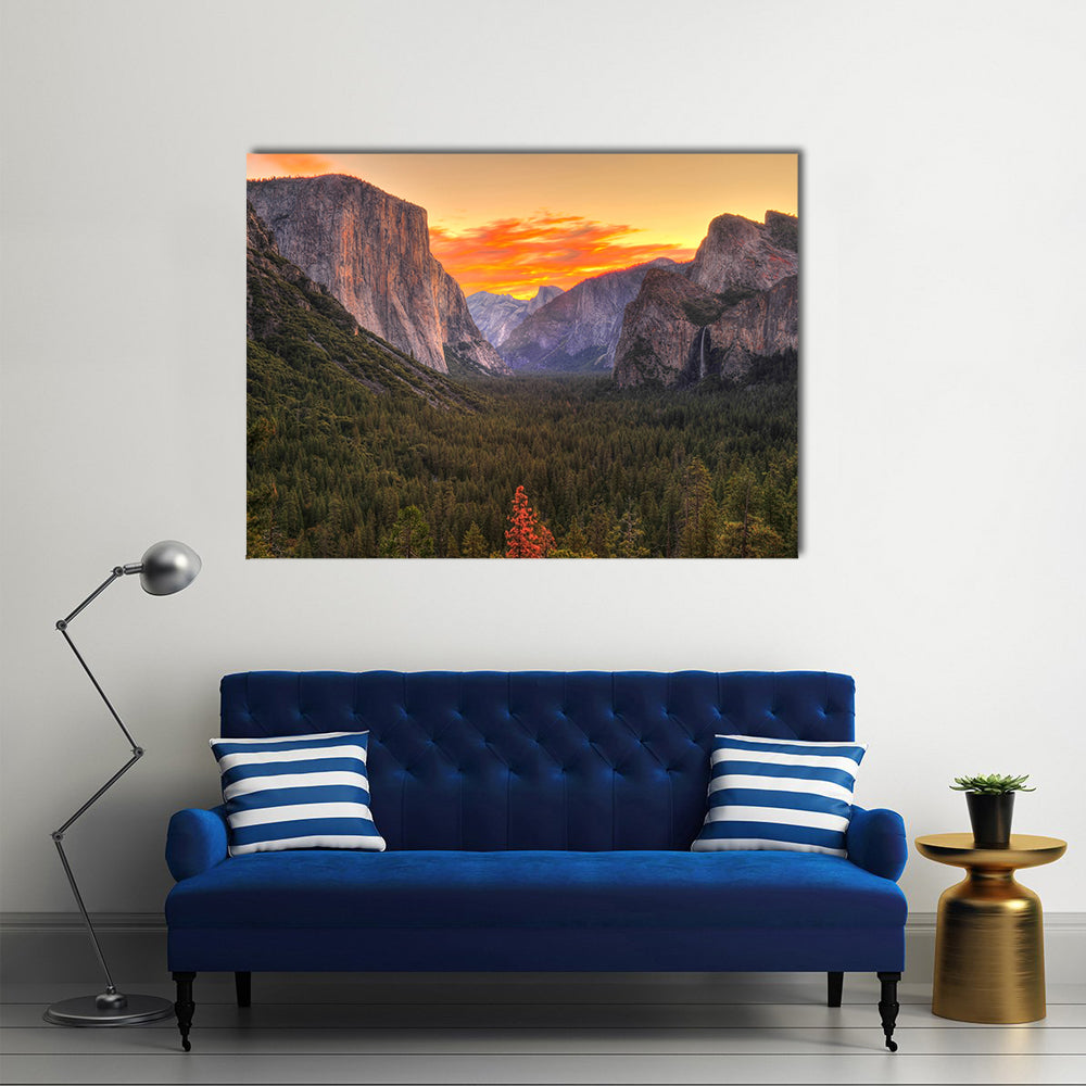 Yosemite Sunrise Over Granite Valley Canvas Wall Art