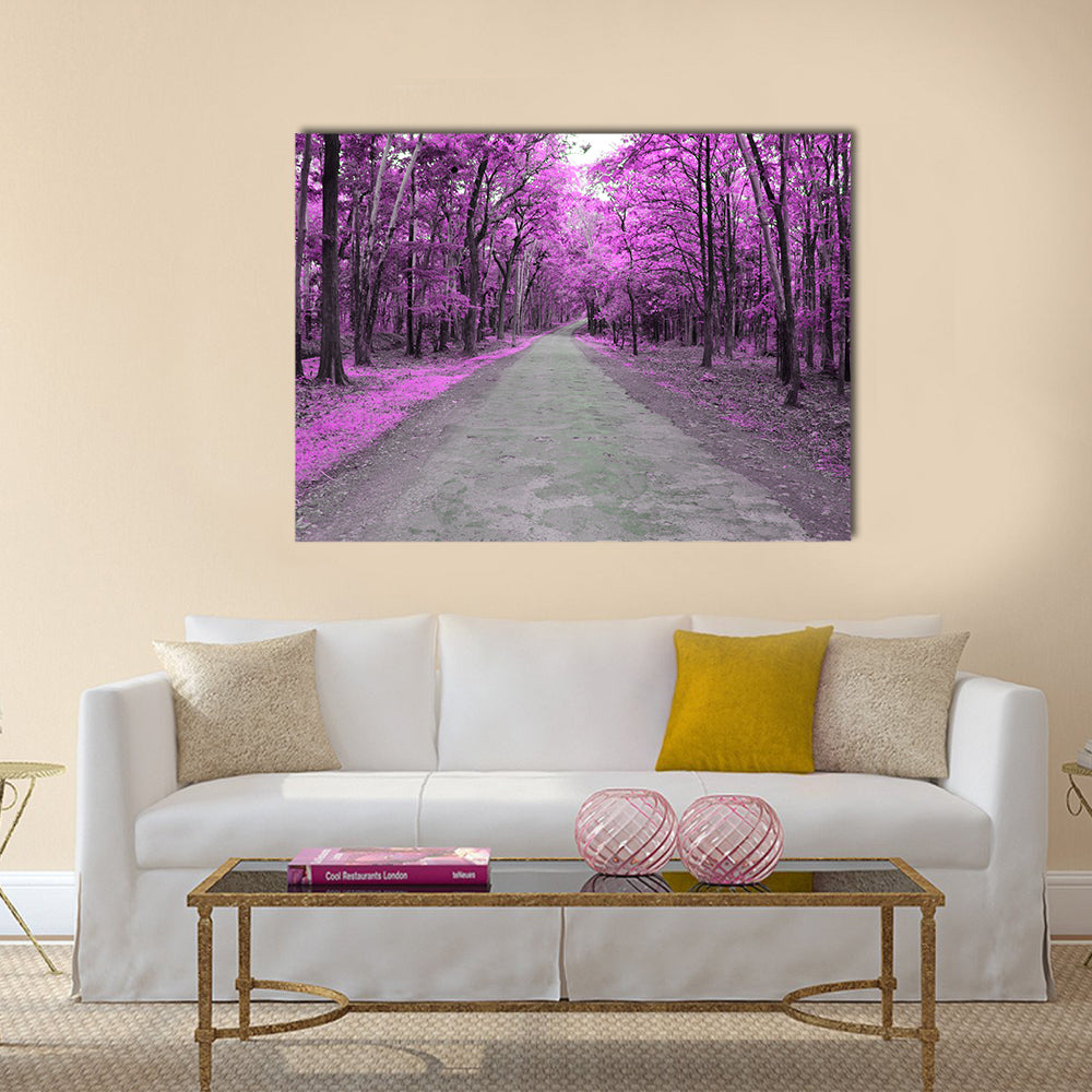 Forest Road In Autumn Canvas Wall Art