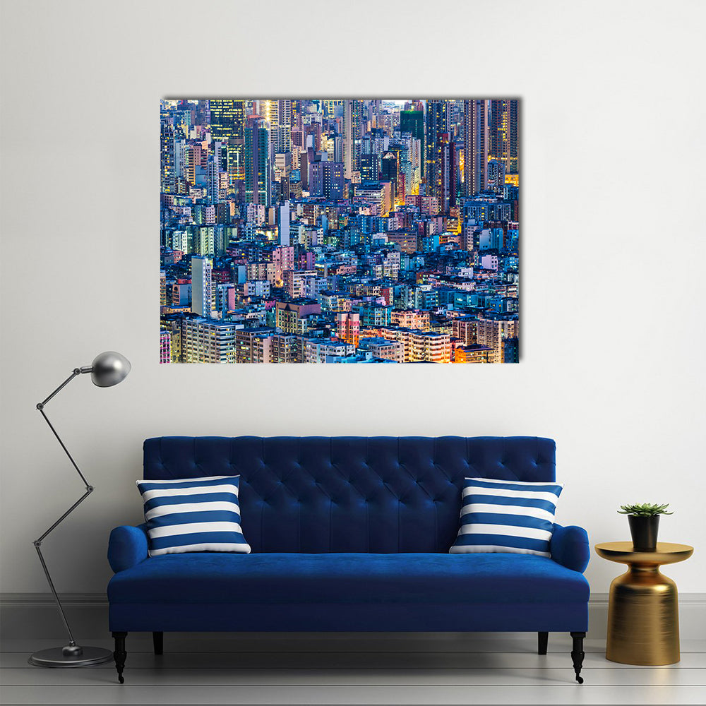 Hong Kong At Night Canvas Wall Art