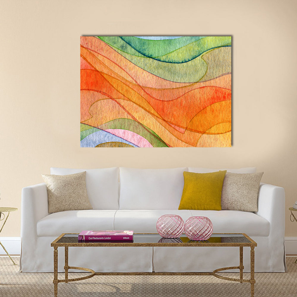 Colorful Watercolor Wave Abstract Canvas Wall Art