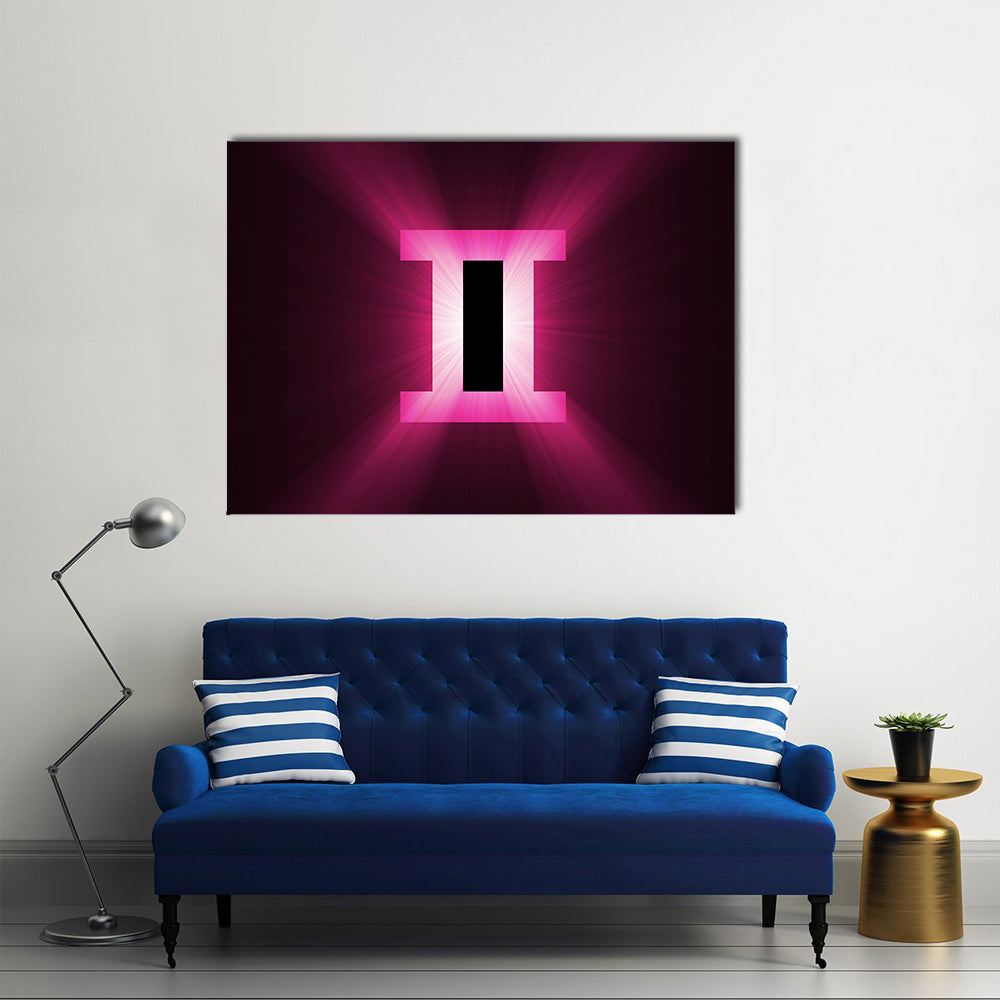 Glowing Gemini Zodiac Symbol Canvas Wall Art