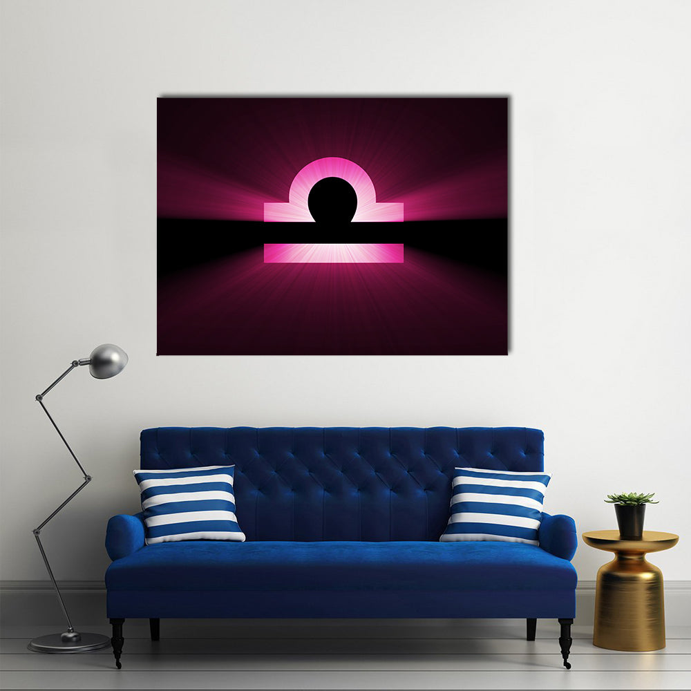 Glowing Magenta Libra Zodiac Symbol Canvas Wall Art