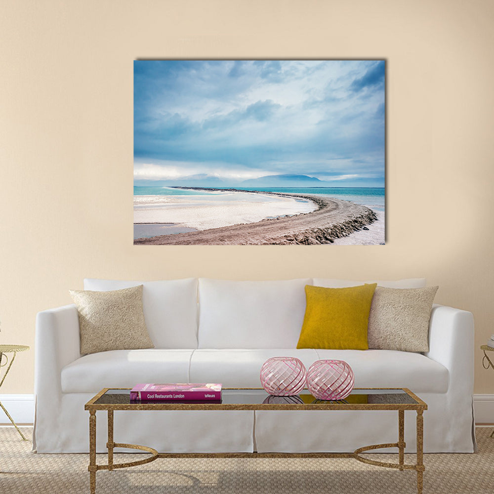 Dead Sea Coastline with Jordan Mountains Canvas Wall Art