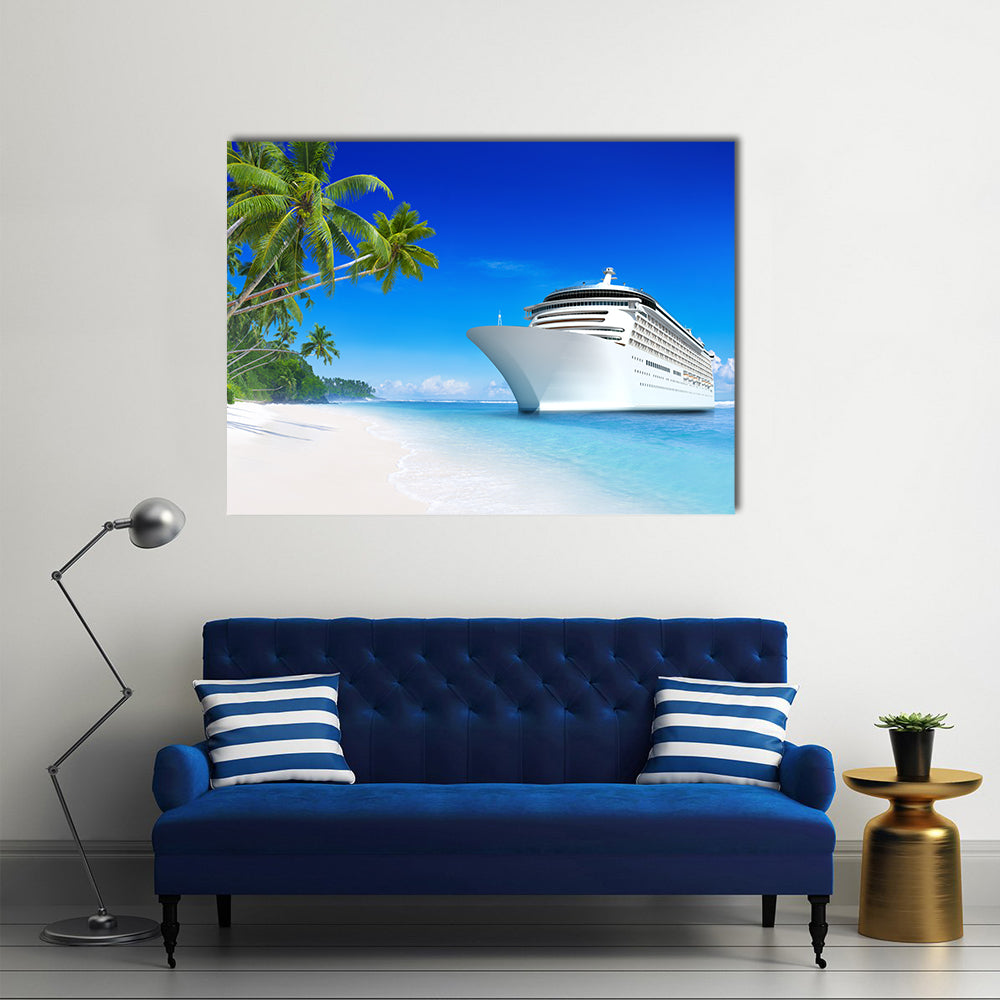 Summertime Cruise Ship by Tropical Beach Canvas Wall Art