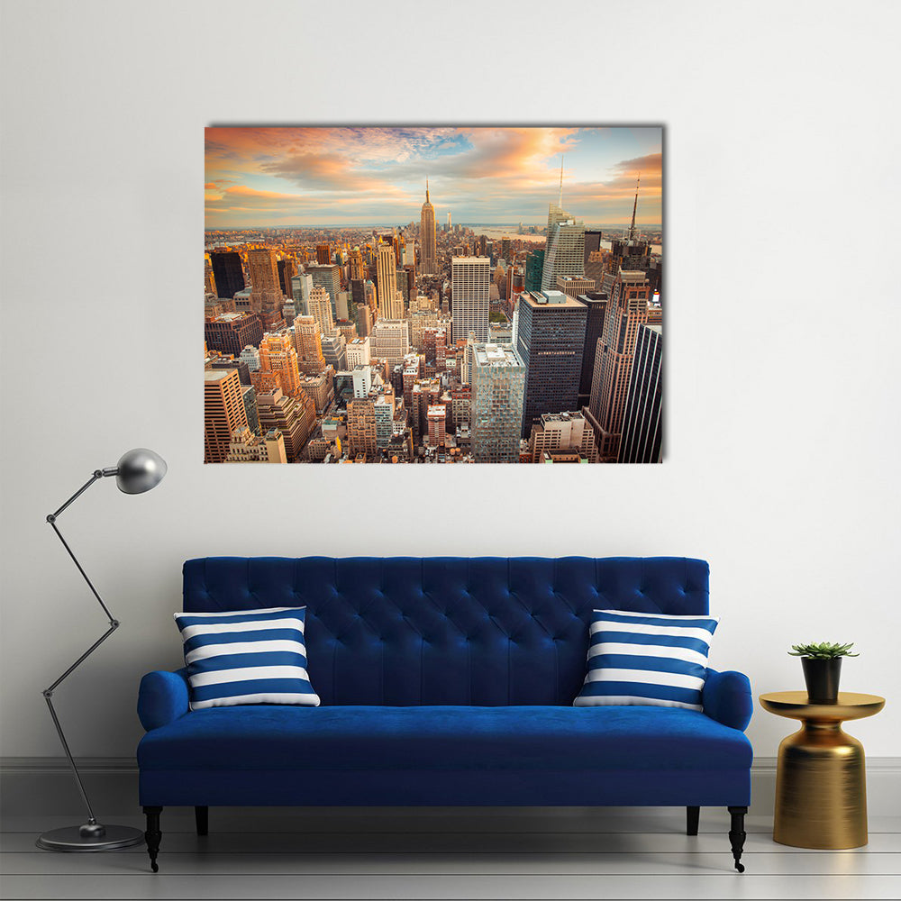 New York City At Sunset Canvas Wall Art