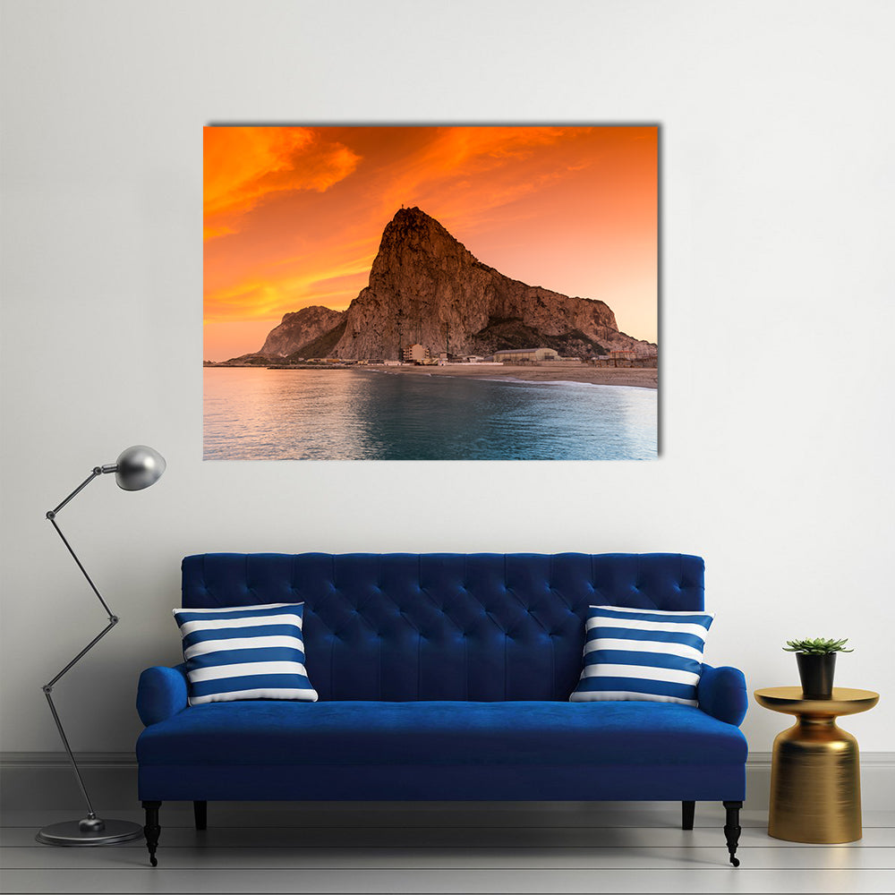 Rock of Gibraltar at Sunset Canvas Wall Art