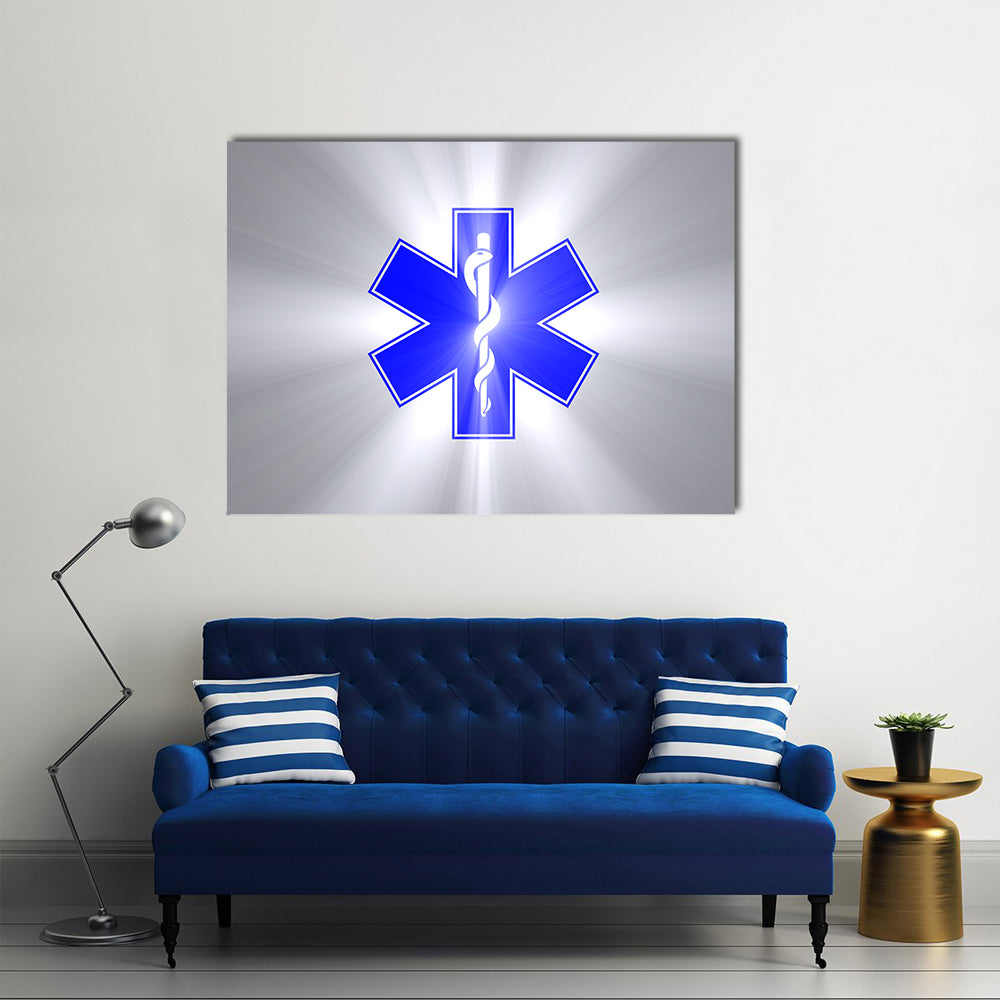 Star of Life with Rod of Asclepius Canvas Wall Art